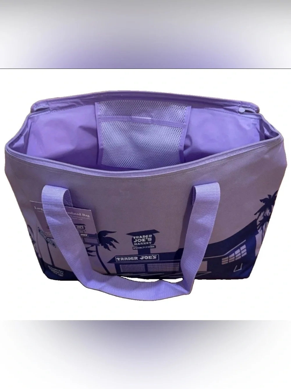 TRADER JOE’S Large Lavender 💜 Reusable Tote Cooler Bag Holds 8 Gallons NEW